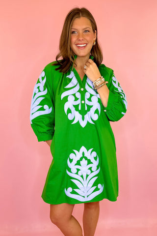 Always On My Mind Embroidered Mini Dress Green