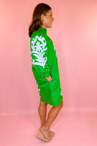 Always On My Mind Embroidered Mini Dress Green