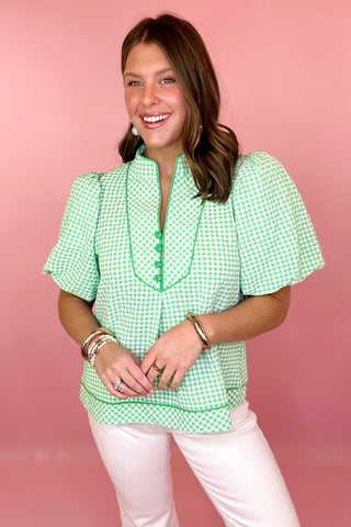 Gingham Top Green