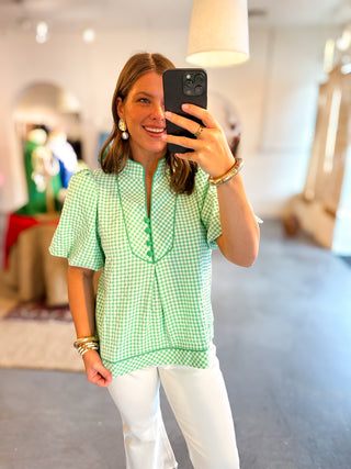 Gingham Top Green