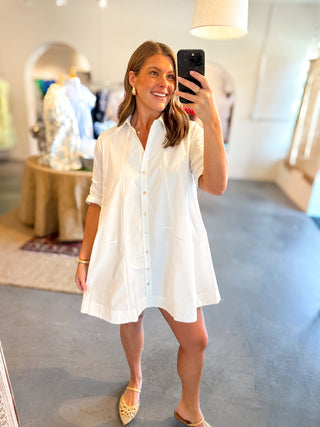 Always Trusted Button Down Mini Dress Off White