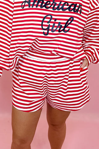 Striped Knit Shorts Red/White