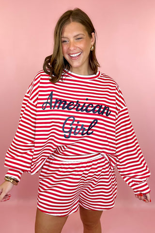 Striped Knit Shorts Red/White