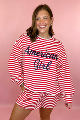 Striped Knit Shorts Red/White