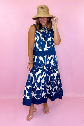 Floral Crop Top  Navy