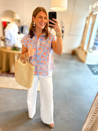 Seashell Button Front Top