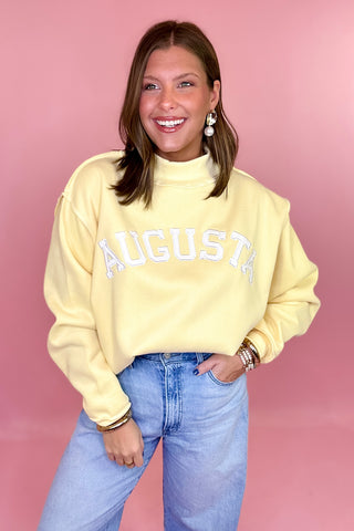 Augusta Embroidered Mock Neck Sweatshirt Yellow