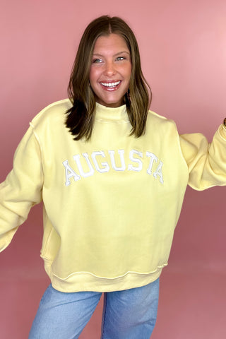 Augusta Embroidered Mock Neck Sweatshirt Yellow