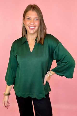 green scallop top