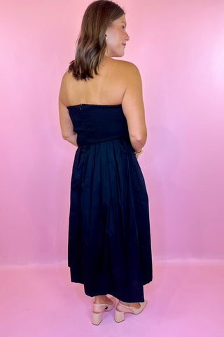Evening Elegance Strapless Midi Dress - Black