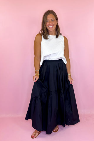 Feeling Ambitious Asymmetrical Maxi Skirt - Black