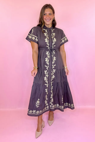 Victoria Dunn Hurley Midi Dress- Sandstone