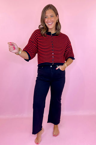 Tilly Acid Wash Cropped Bootcut Jean - Black