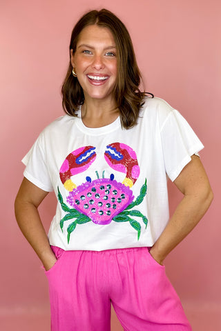 Queen Of Sparkles: Multi Rainbow Crab Tee
