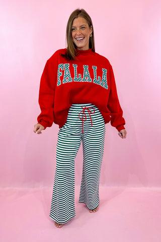 Cozy Holiday Striped Lounge Pant - Green