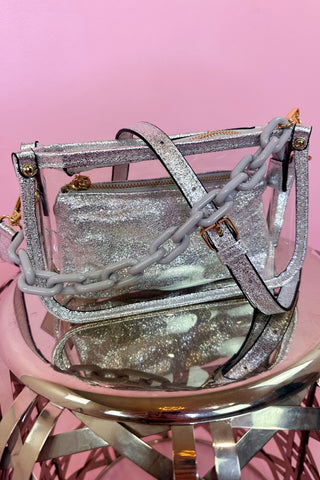 Jessica Clear Crossbody - Silver Glitter