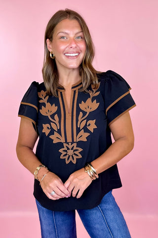Bound To Happen Embroidered Top - Black