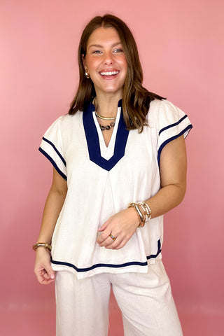  Linen Ruffle Top Oatmeal