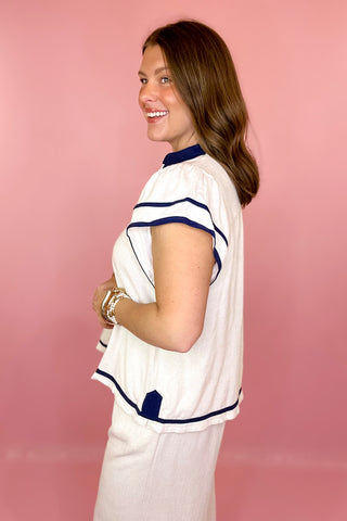  Linen Ruffle Top Oatmeal