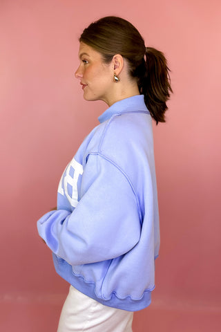 Beach/Lake Reversible Mock Sweatshirt Blue