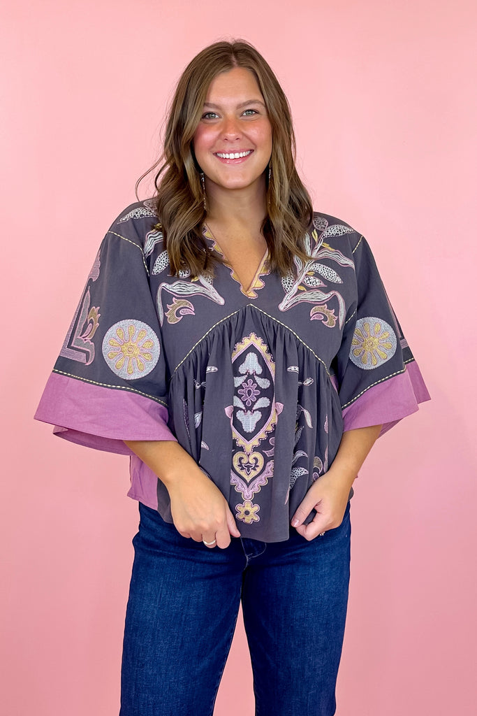 berry purple Embroidered top