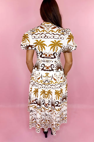 patterned midi dress