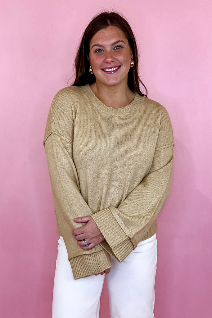 Taupe Sweater oversized sleeves