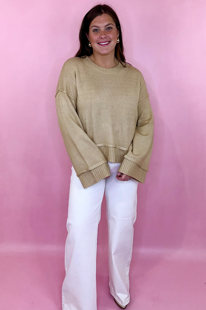 Taupe Sweater oversized sleeves