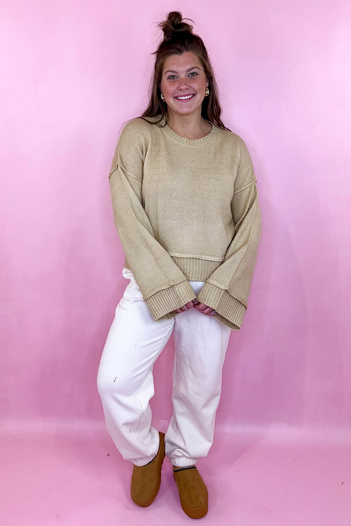 Taupe Sweater oversized sleeves