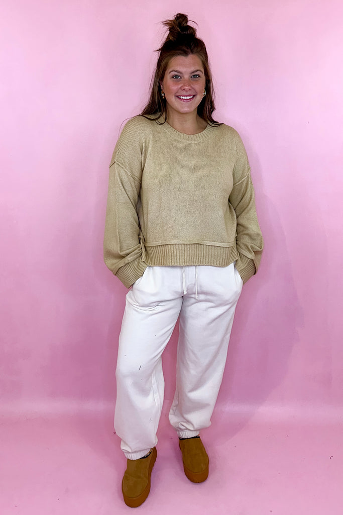 Taupe Sweater oversized sleeves