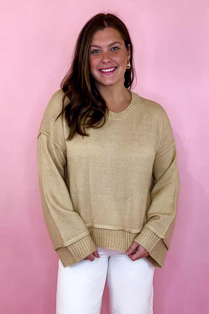 Taupe Sweater oversized sleeves