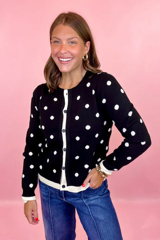 Black Connect The Dots Polka Dot Cardigan Black
