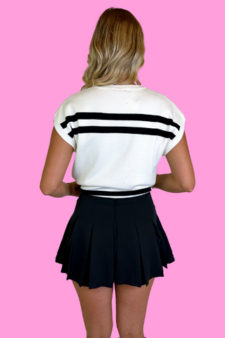 black pleated skort