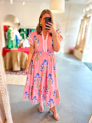 Floral Midi Dress Pink