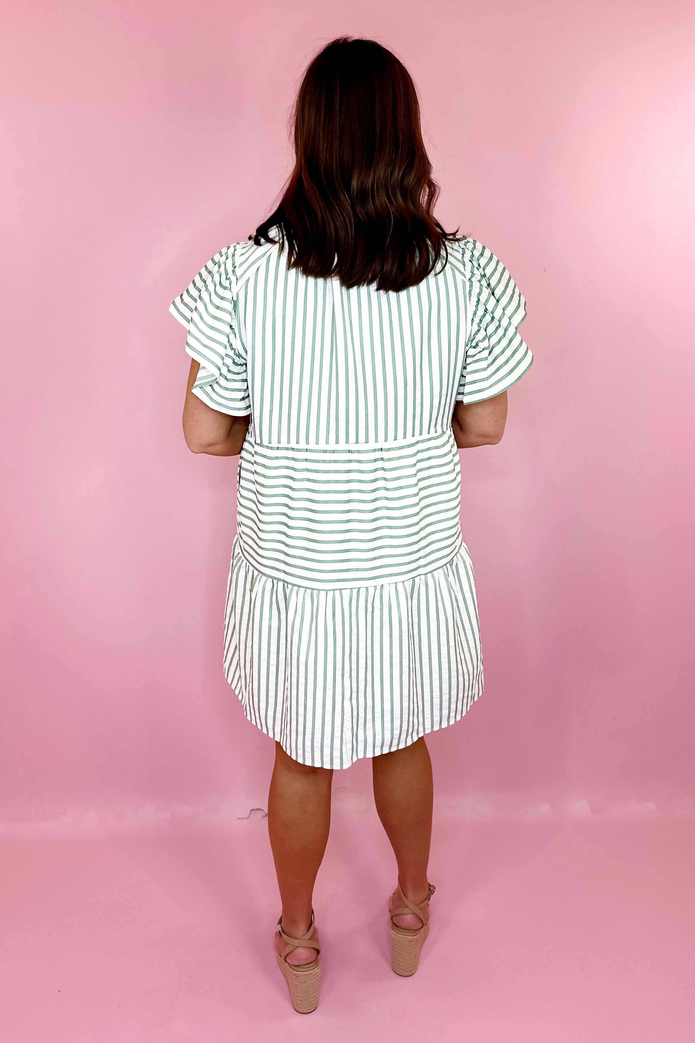 pink and green striped dress Pink & Green Striped Smocked Maxi Dress