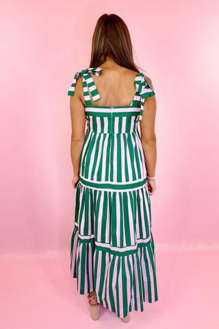 Striped Maxi Dress Green/Pink