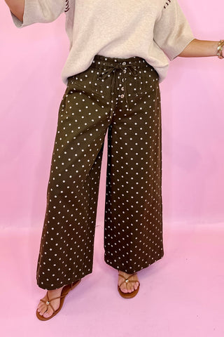 Brown Always In The Moment Polka Dot Wide Leg Pants Brown