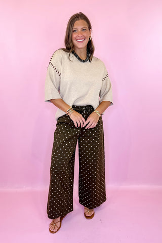 Brown Always In The Moment Polka Dot Wide Leg Pants Brown