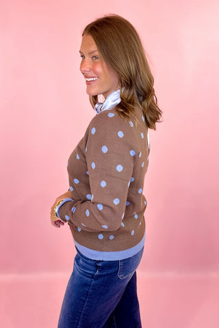 Brown Connect The Dots Polka Dot Cardigan Brown