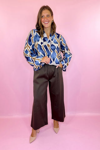Brown Working Overtime Wide Leg Cropped Pull On Pant Brown