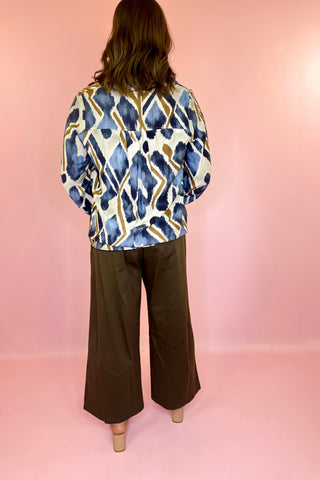 Brown Working Overtime Wide Leg Cropped Pull On Pant Brown