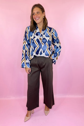 Brown Working Overtime Wide Leg Cropped Pull On Pant Brown