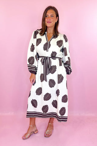 Let It Be Easy Floral Midi Dress - Cream/Brown