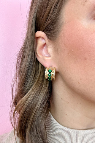 Antique Cat Eye Stone Hoop - Green