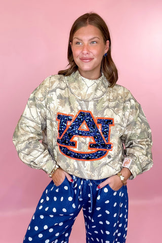 Queen Of Sparkles: Licensed Auburn Mockneck Camo Sweatshirt