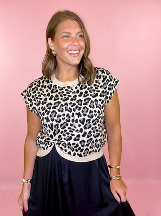 You Already Know Short Sleeve Sweater - Leopard