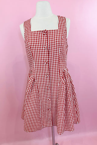 Check Me Out Gingham Mini Dress - Red/White