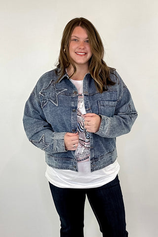 Curvey Slow Your Role Denim Jacket