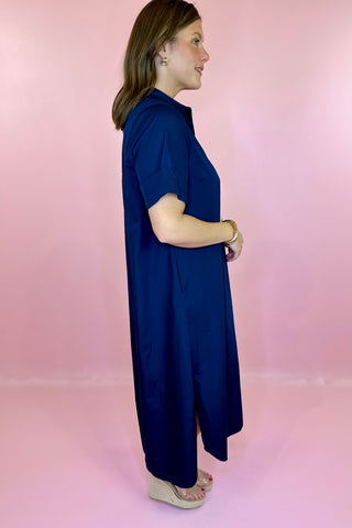 Soft Statement Midi Dress - Navy