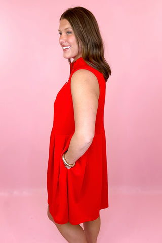 Day Dreaming Zip Front Mini Dress - Red